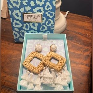 Large Rattan & Tassle Earrings